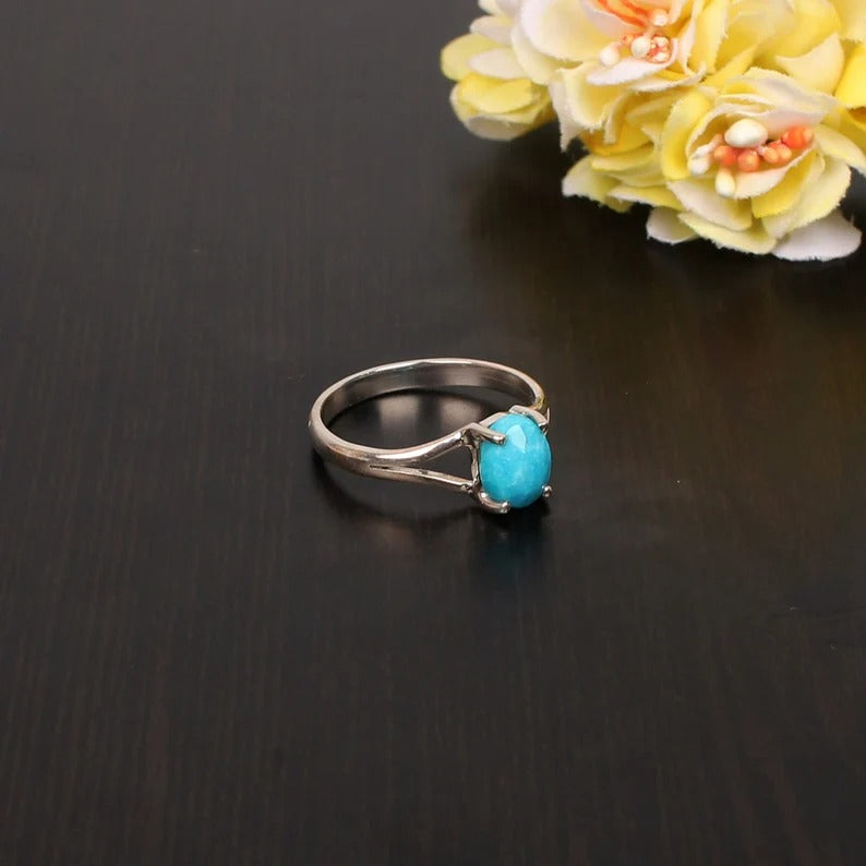 Sleeping Beauty Turquoise Gemstone 92.5 Sterling Silver Ring