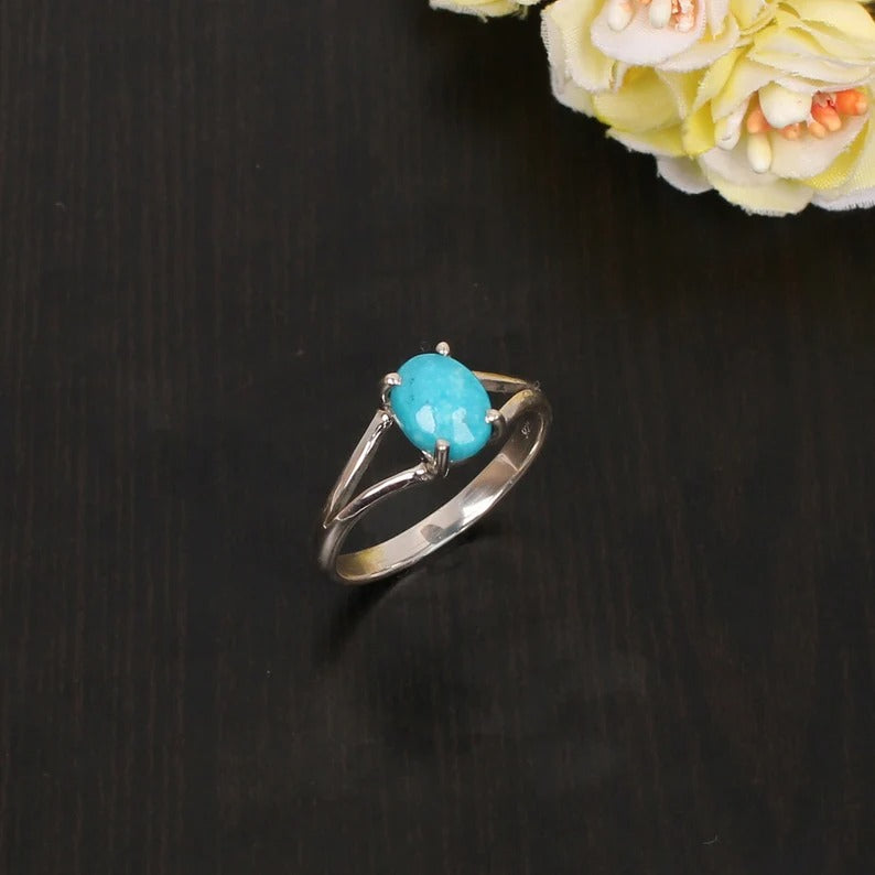 Sleeping Beauty Turquoise Gemstone 92.5 Sterling Silver Ring