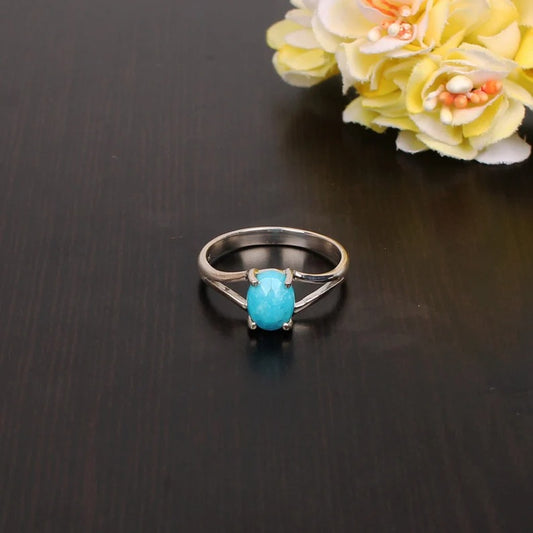 Sleeping Beauty Turquoise Gemstone 92.5 Sterling Silver Ring