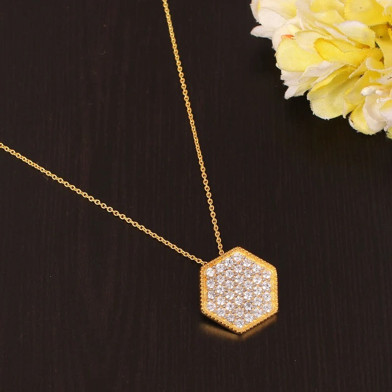 925 Sterling Silver Necklace Cz Stone Gold Plated Necklace