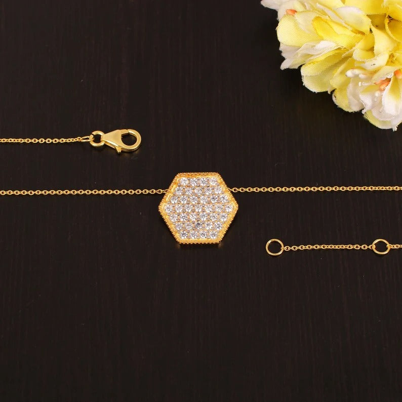 925 Sterling Silver Necklace Cz Stone Gold Plated Necklace