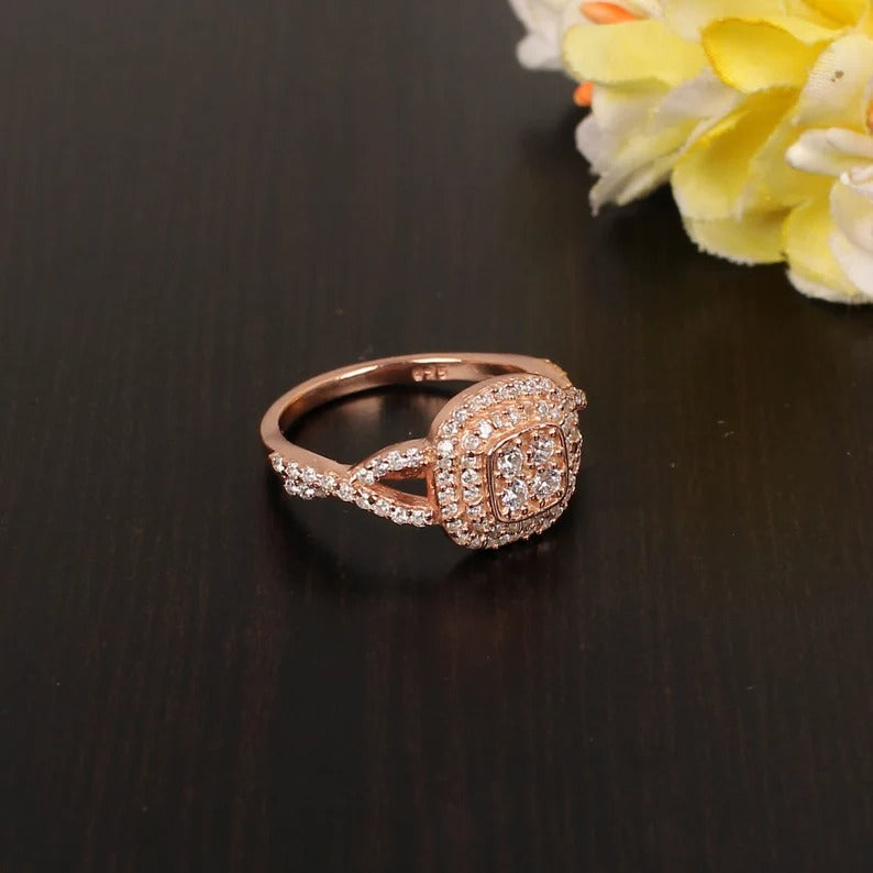 92.5 Sterling Silver Women Designer CZ Gemstone Ring