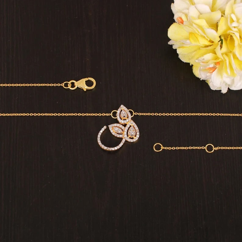 925 Sterling Silver Designer Cz Stone Necklace