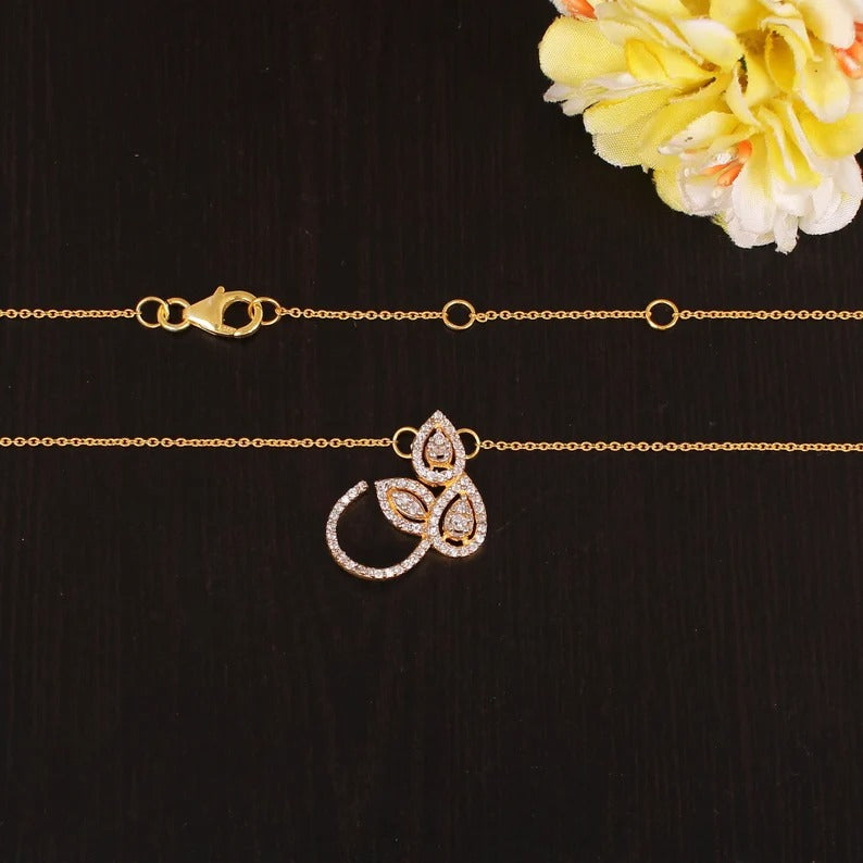 925 Sterling Silver Designer Cz Stone Necklace