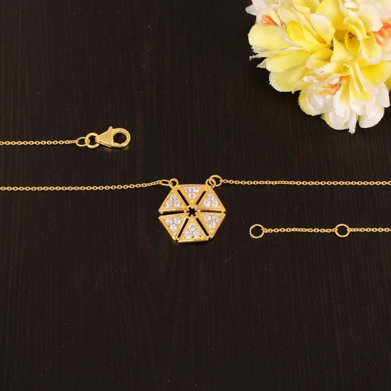 925 Sterling Silver Gold Plated CZ Gemstone Necklace
