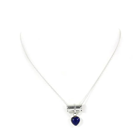 Heart Shape Lapis Lazuli 92.5 Sterling Silver Necklace