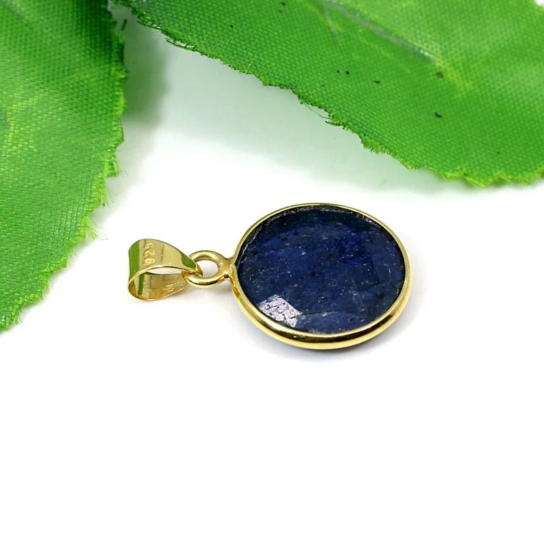 92.5 Sterling Silver Sapphire Corundum Gemstone Pendant