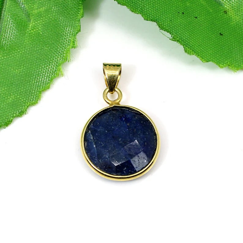 92.5 Sterling Silver Sapphire Corundum Gemstone Pendant