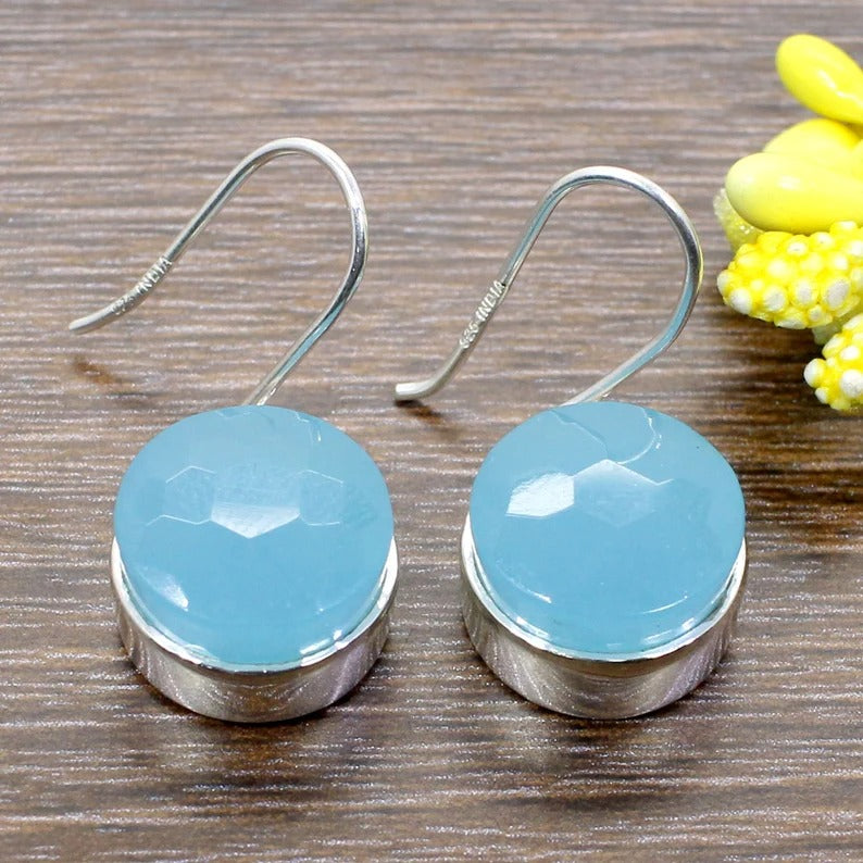 92.5 Sterling Silver Aqua Chalcedony Jewelry Set