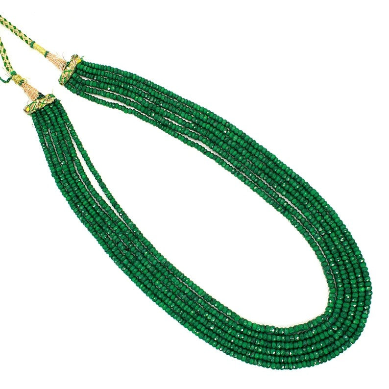 Emerald Corundum Beads Gemstone Necklace