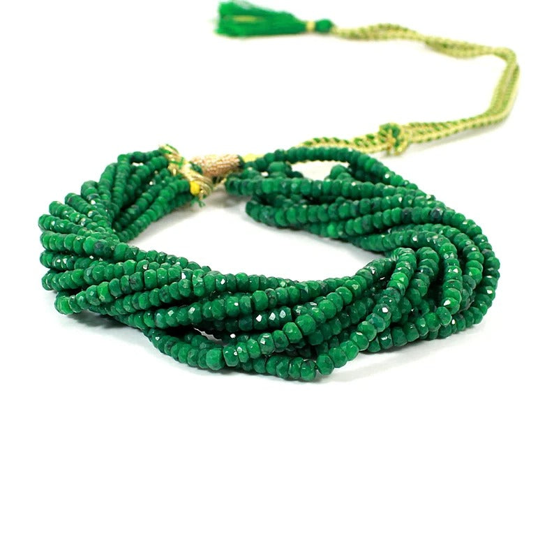 Emerald Corundum Beads Gemstone Necklace