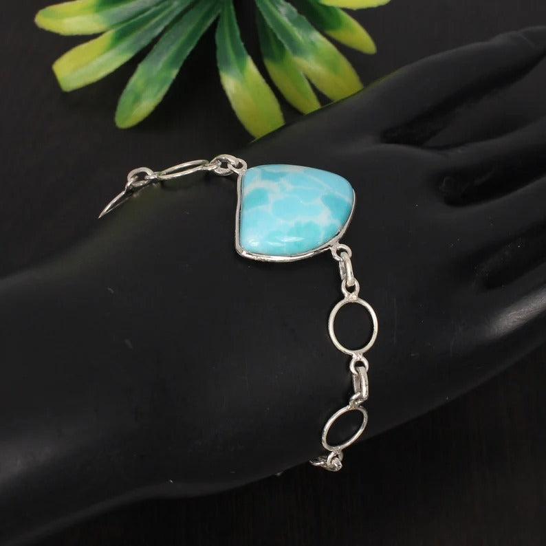 Turquoise Gemstone Solid Silver Bracelet