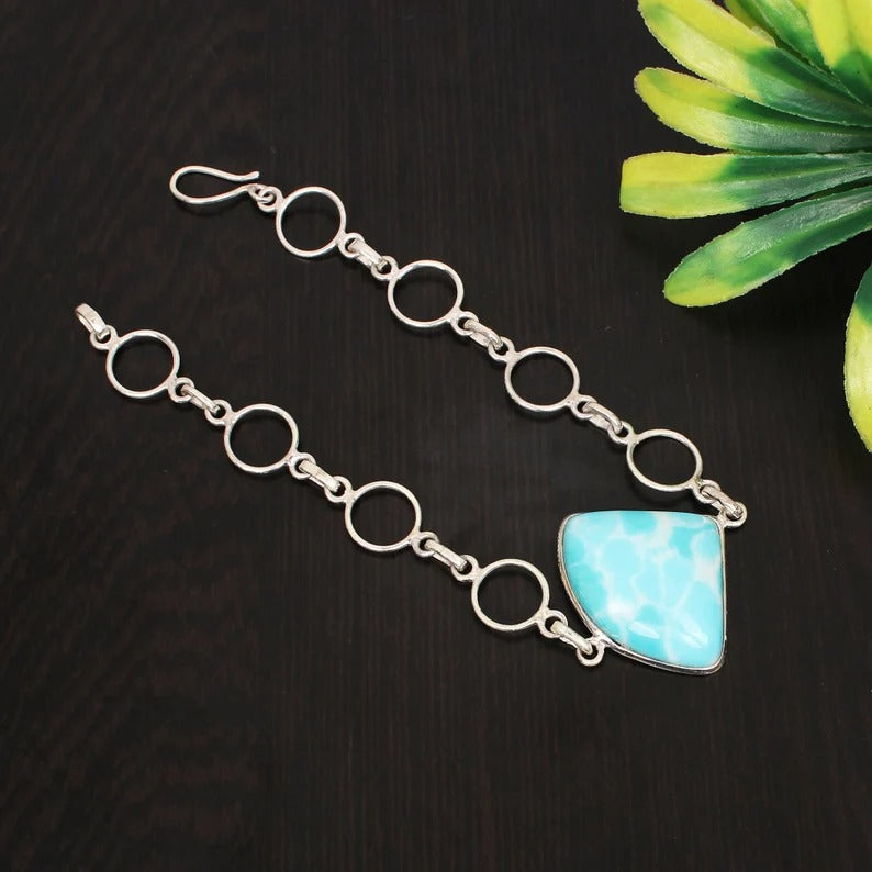 Turquoise Gemstone Solid Silver Bracelet