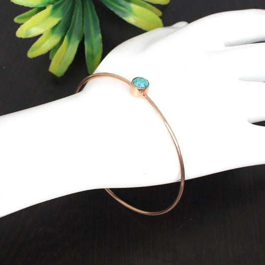 Turquoise Gemstone 92.5 Sterling Silver Bangle