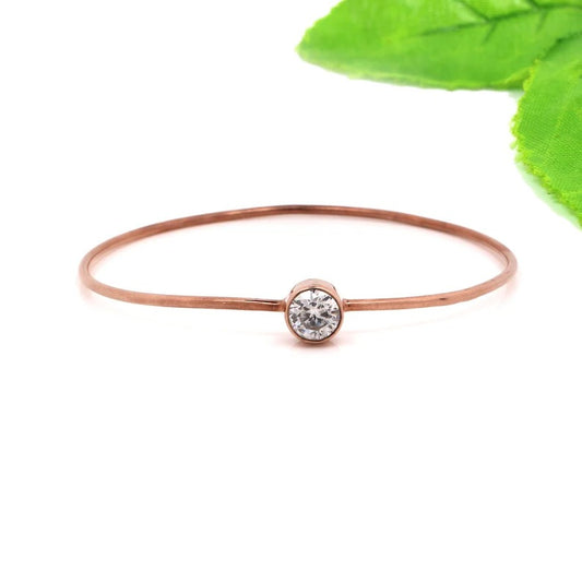 92.5 Sterling Silver Rose Gold Cubic Zircon Bangle