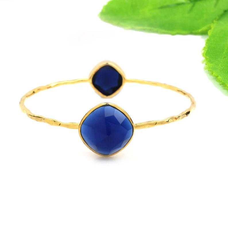 Ink Blue Hydro Gemstone Sterling Silver Bangle