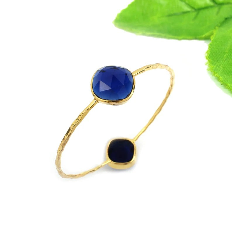 Ink Blue Hydro Gemstone Sterling Silver Bangle