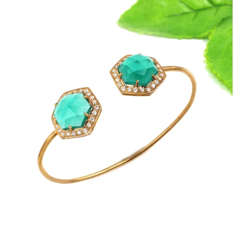 Apatite Gemstone 92.5 Sterling Silver Bangle