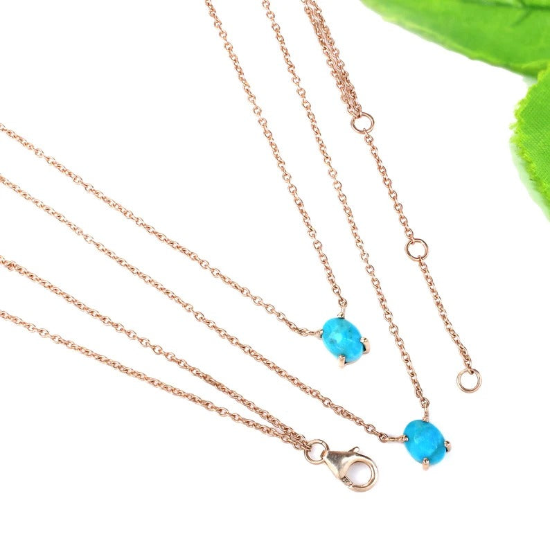 Turquoise Gemstone Double Layer Chain 92.5 Silver Necklace