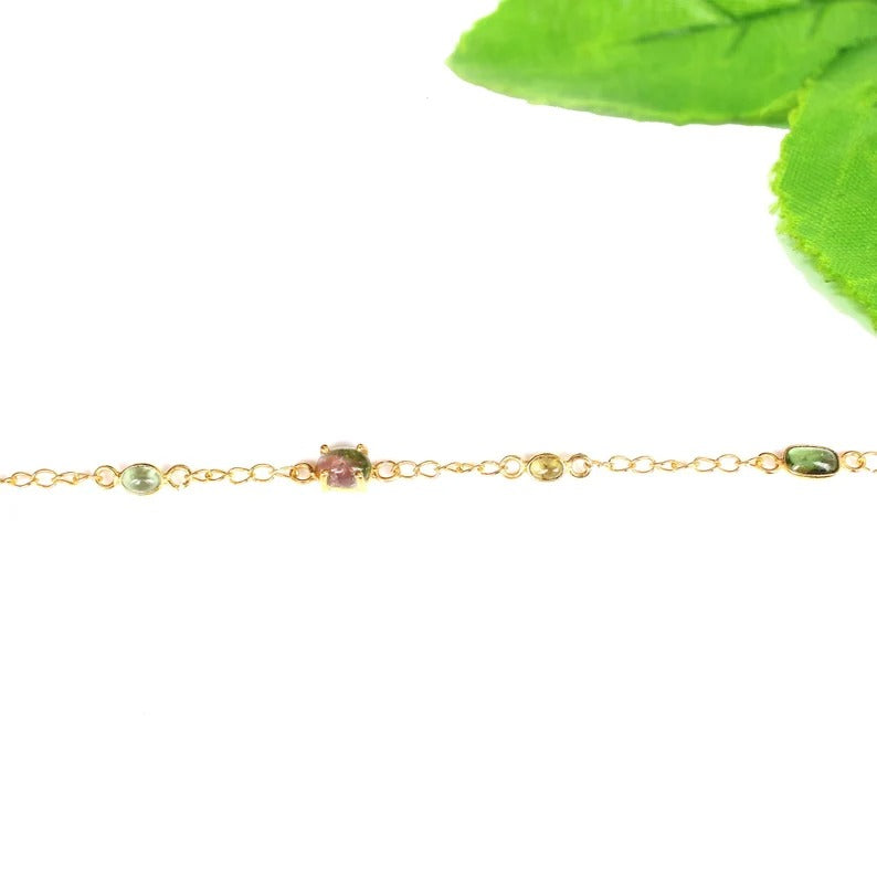 Natural Multi Tourmaline Gemstone 92.5 Sterling Silver Necklace