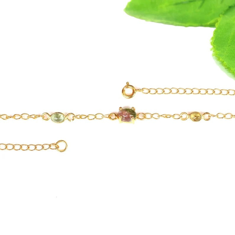 Natural Multi Tourmaline Gemstone 92.5 Sterling Silver Necklace