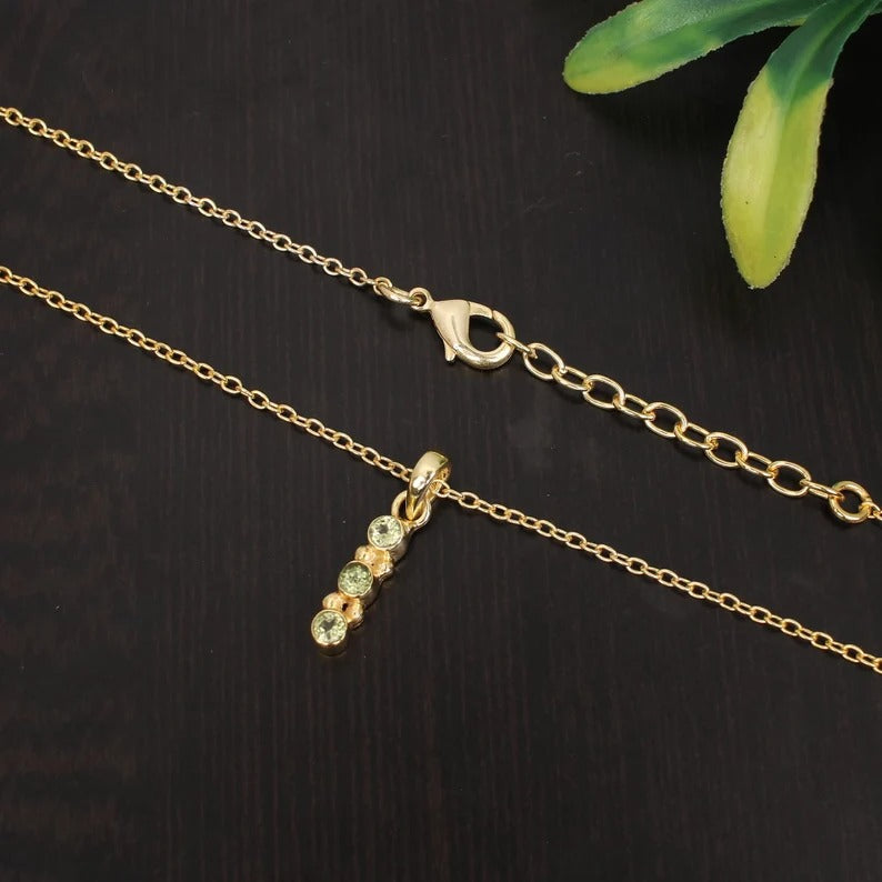 Natural Peridot Gemstone 92.5 Sterling Silver Necklace