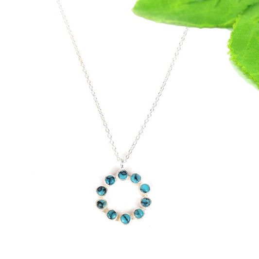 Synthetic Turquoise Gemstone 92.5 Sterling Silver Necklace