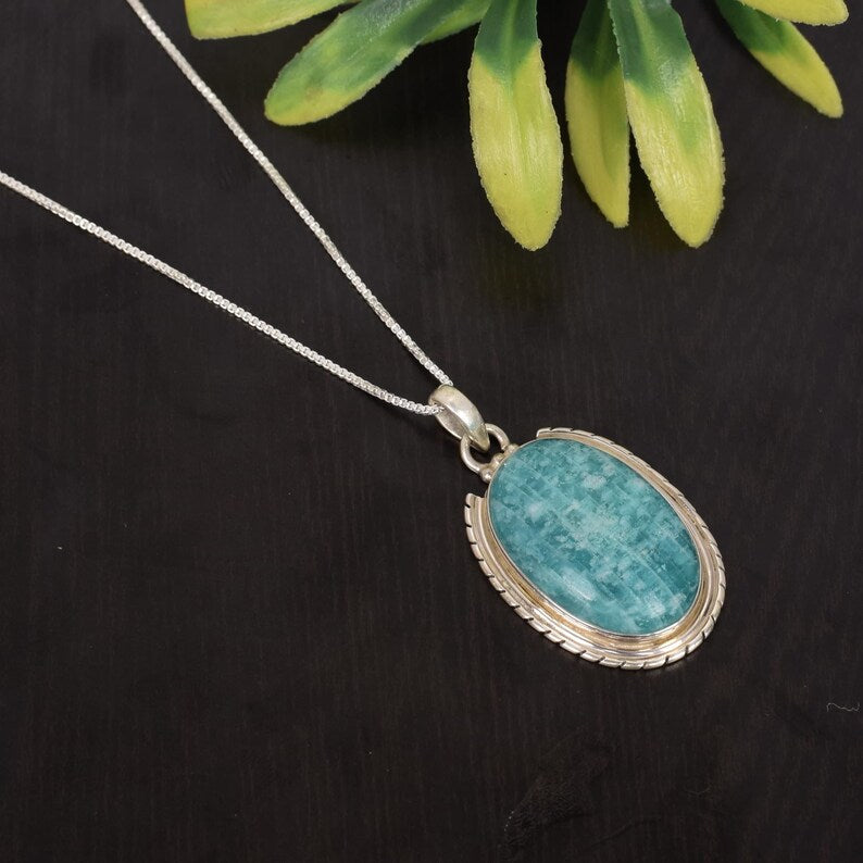 92.5 Sterling Silver Amazonite Gemstone Necklace