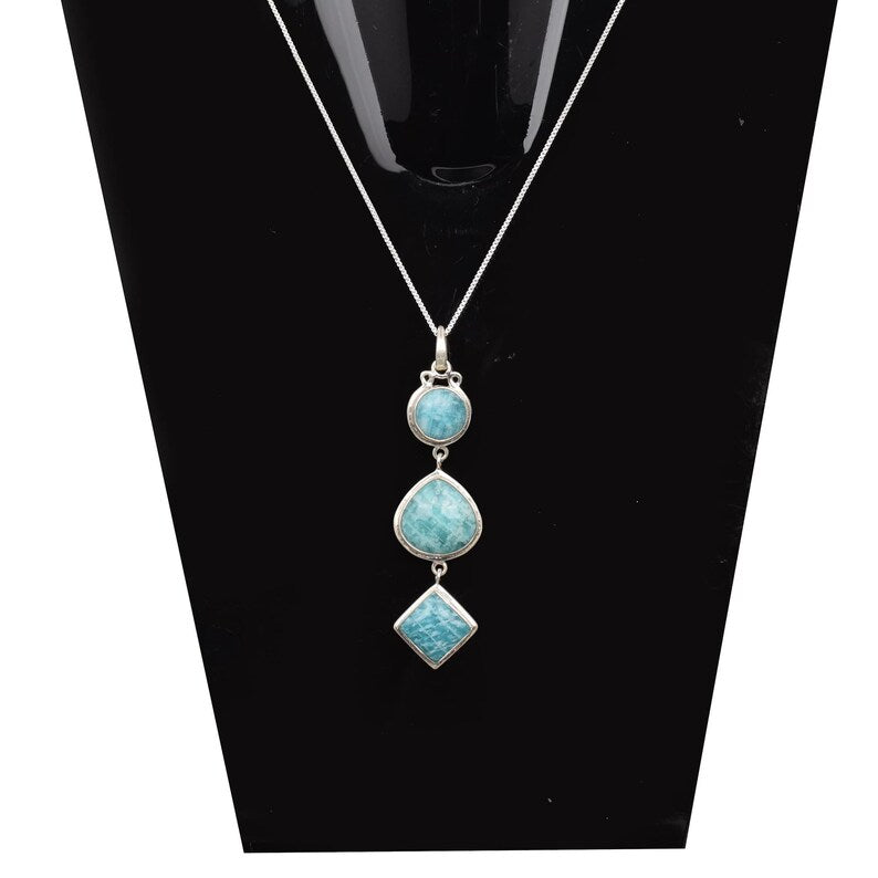 Amazonite Gemstone 92.5 Sterling Silver Necklace