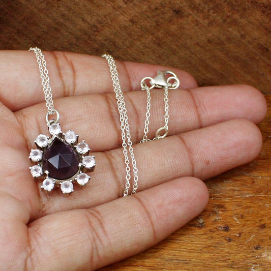 Amethyst Gemstone Solid Silver Necklace