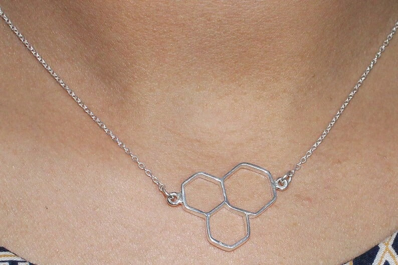 92.5 Sterling Silver Hexagon Necklace