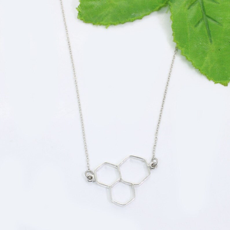 92.5 Sterling Silver Hexagon Necklace