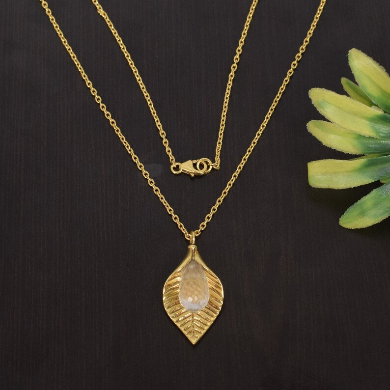 92.5 Sterling Silver Crystal Gemstone Necklace