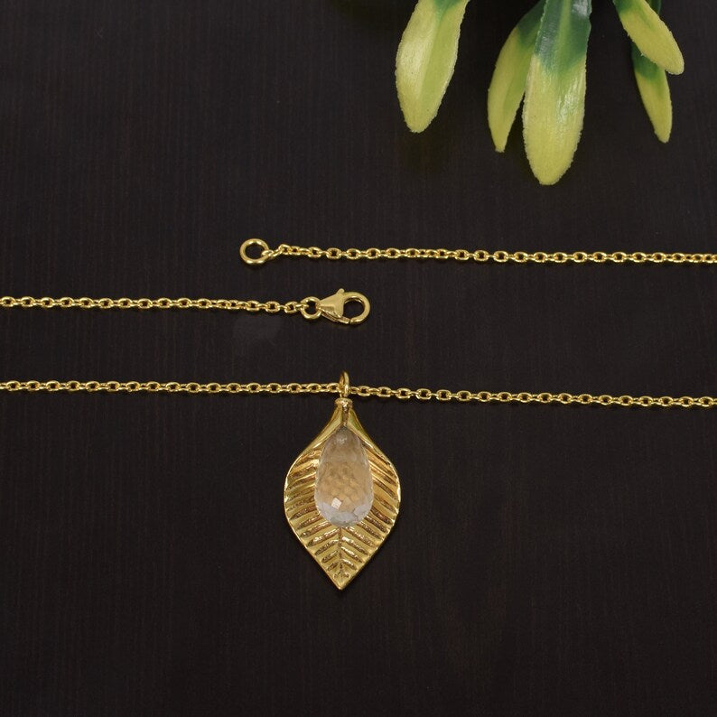 92.5 Sterling Silver Crystal Gemstone Necklace