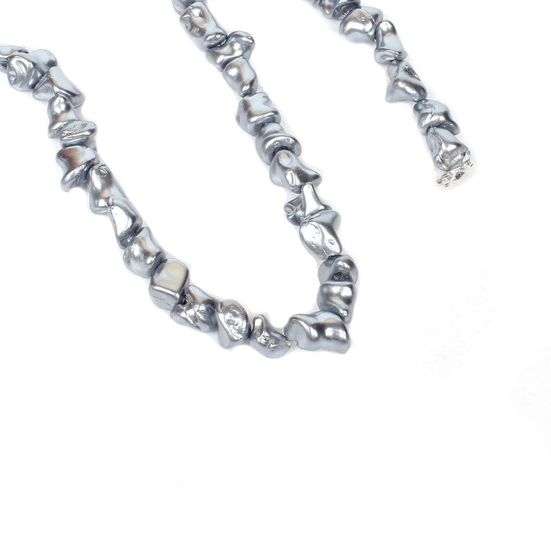 Gray Pearl Gemstone 92.5 Sterling Silver Necklace