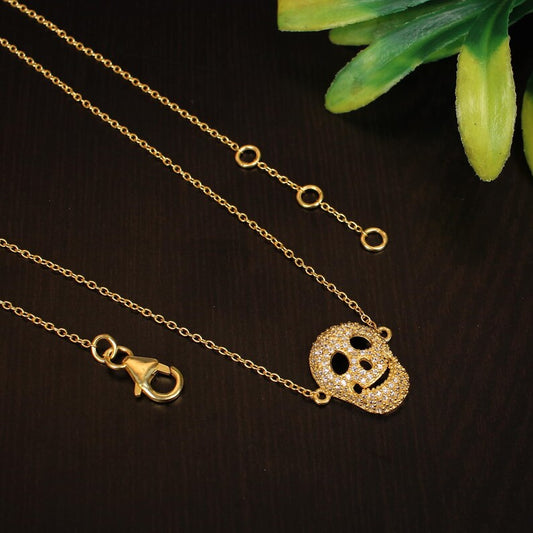 92.5 Sterling Silver Human Skull Necklace