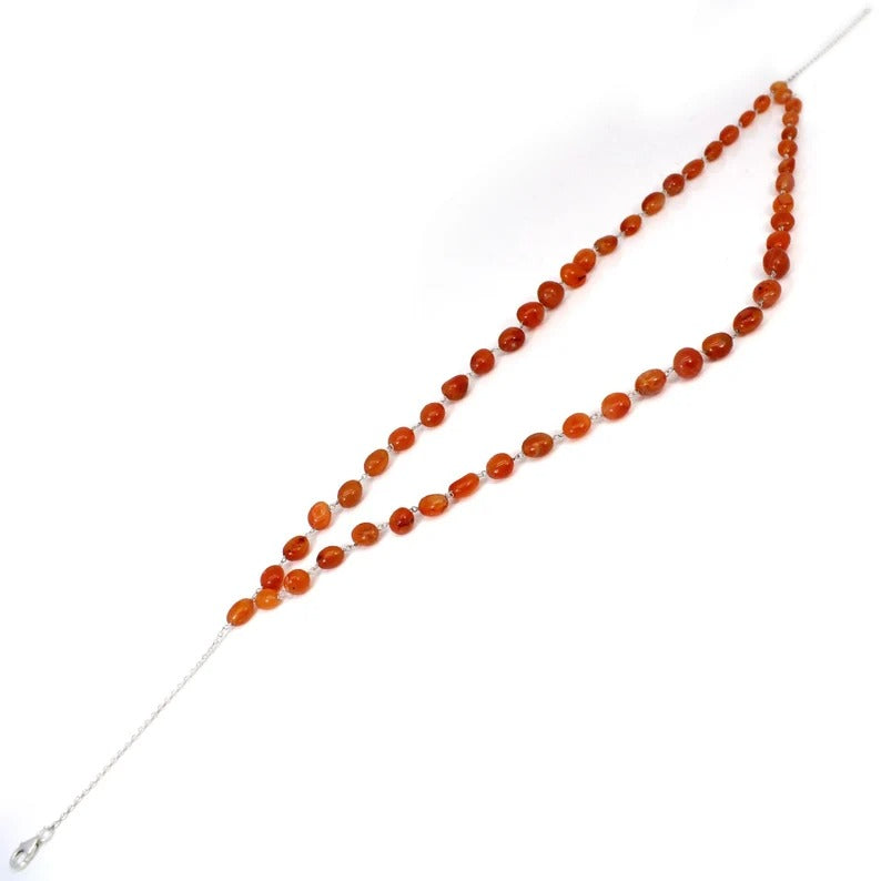 Carnelian Gemstone 92.5 Sterling Silver Necklace