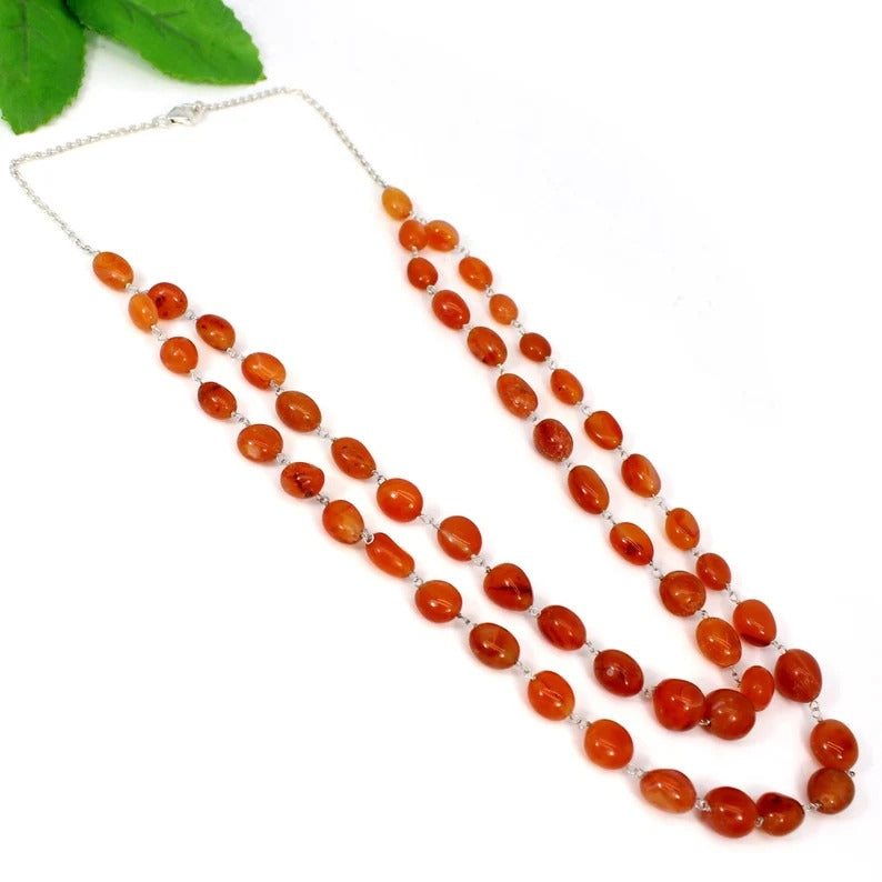 Carnelian Gemstone 92.5 Sterling Silver Necklace