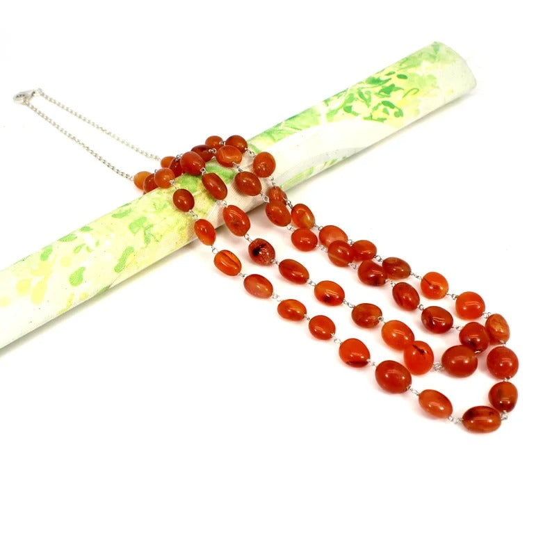 Carnelian Gemstone 92.5 Sterling Silver Necklace