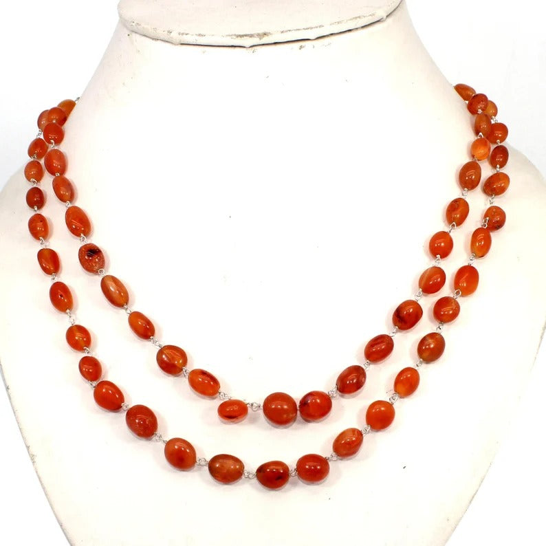 Carnelian Gemstone 92.5 Sterling Silver Necklace