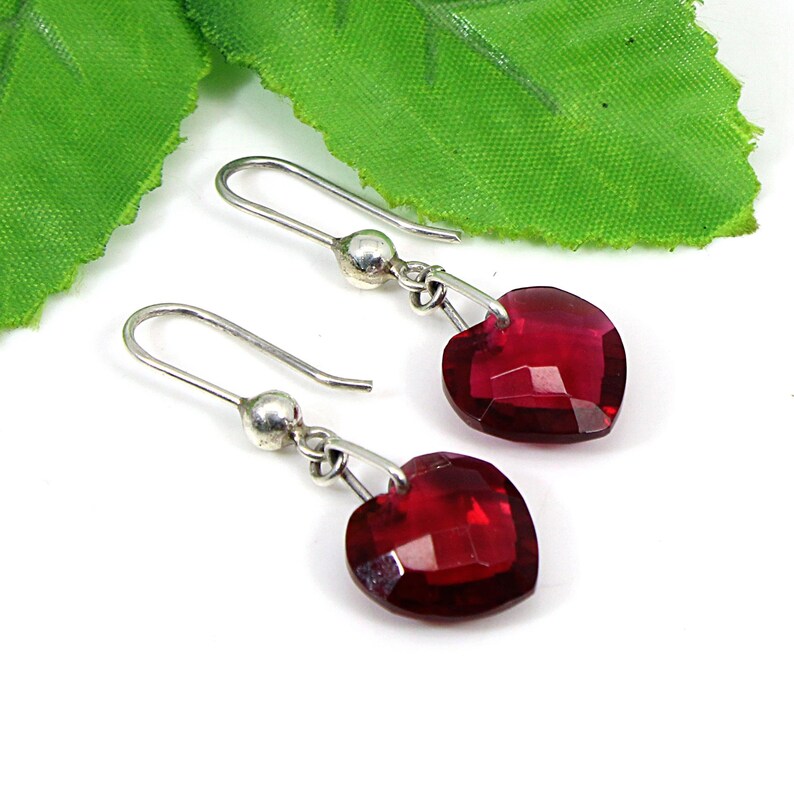 Pink Tourmaline Gemstone Heart Shape 92.5 Sterling Silver Earrings