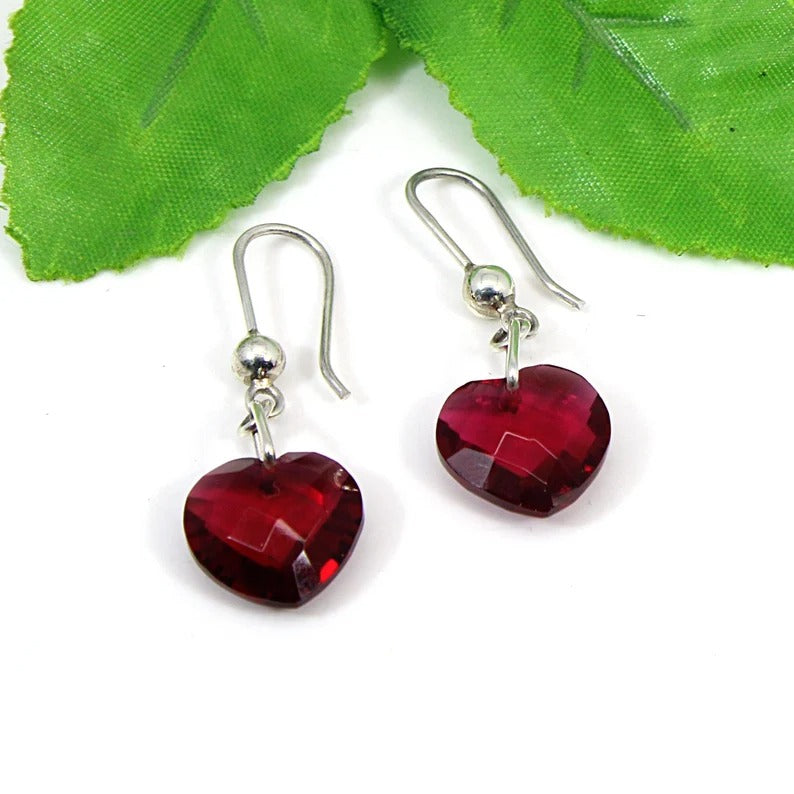 Pink Tourmaline Gemstone Heart Shape 92.5 Sterling Silver Earrings