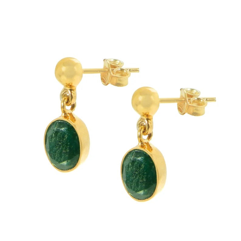 Emerald Corundum 92.5 Sterling Silver Earrings