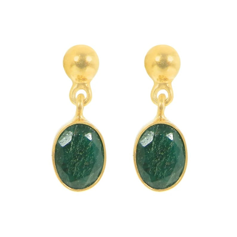 Emerald Corundum 92.5 Sterling Silver Earrings