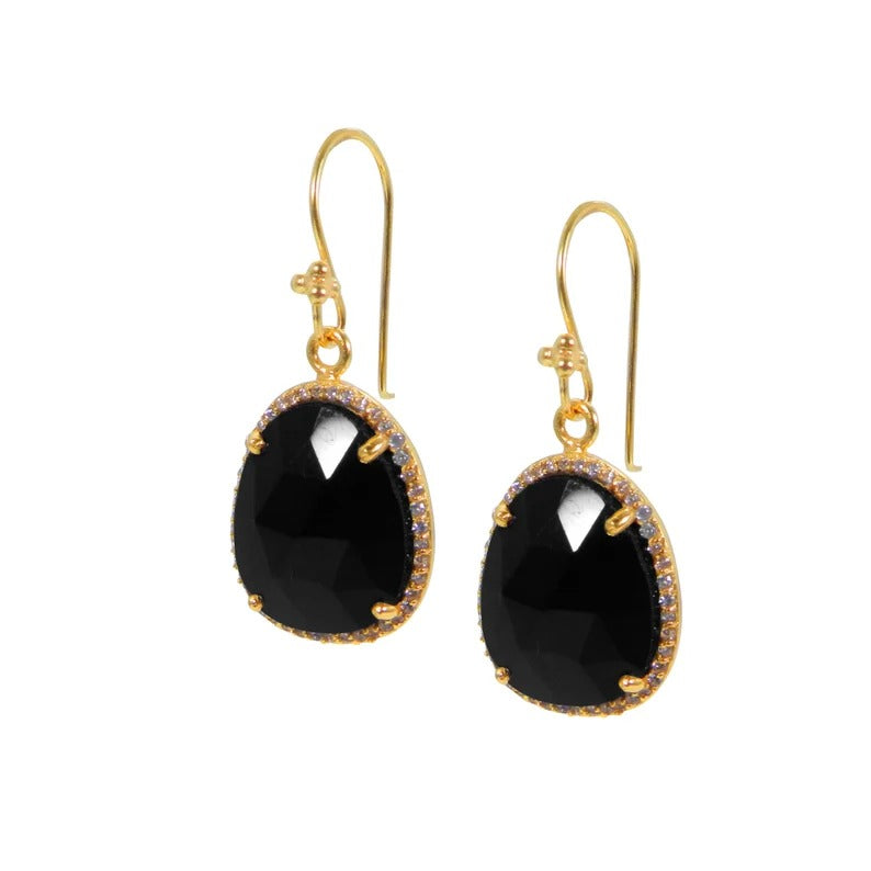 Black Onyx Gemstone 92.5 Sterling Silver Earrings