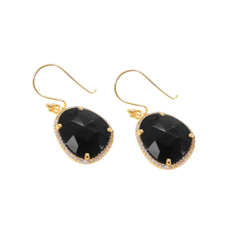 Black Onyx Gemstone 92.5 Sterling Silver Earrings