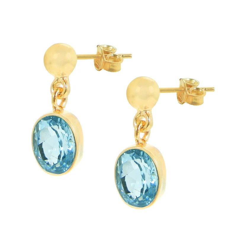 Natural Sky Blue Topaz 92.5 Sterling Silver Earrings