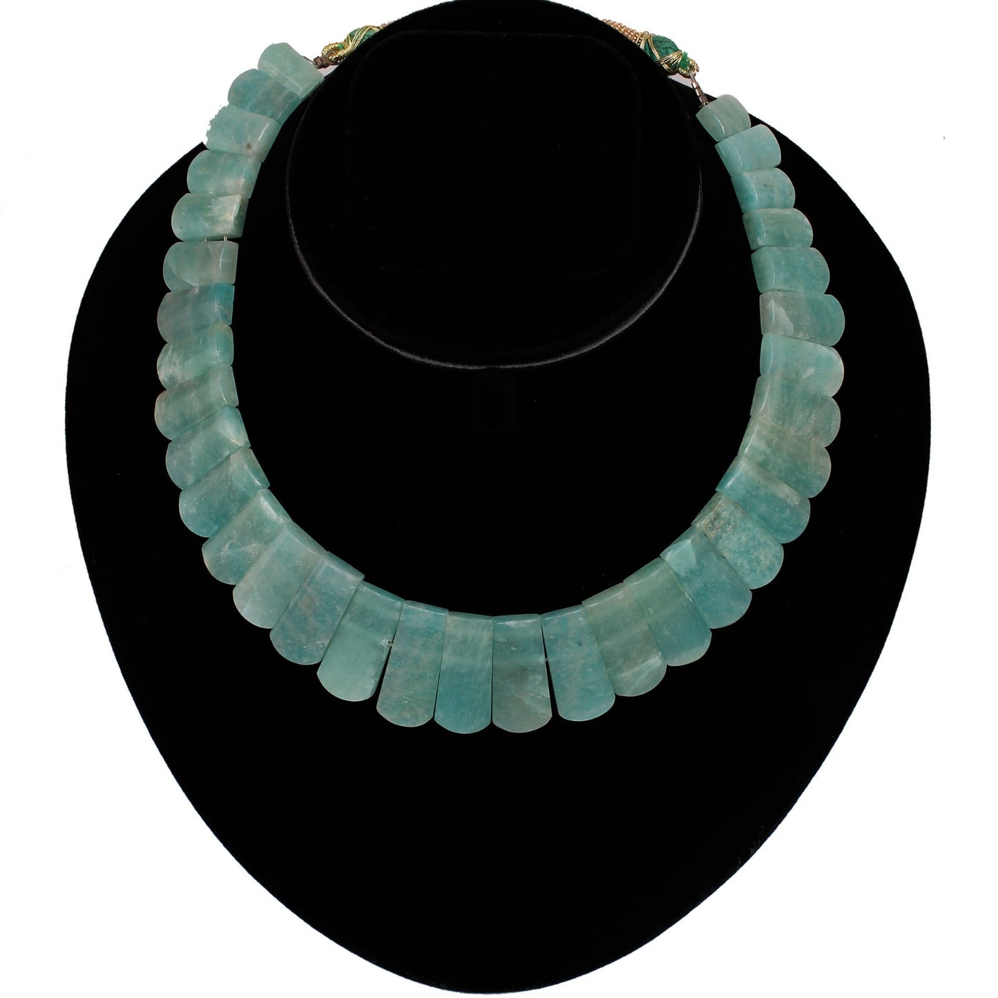 Natural Amazonite Fancy Shape Designer Beaded Necklace