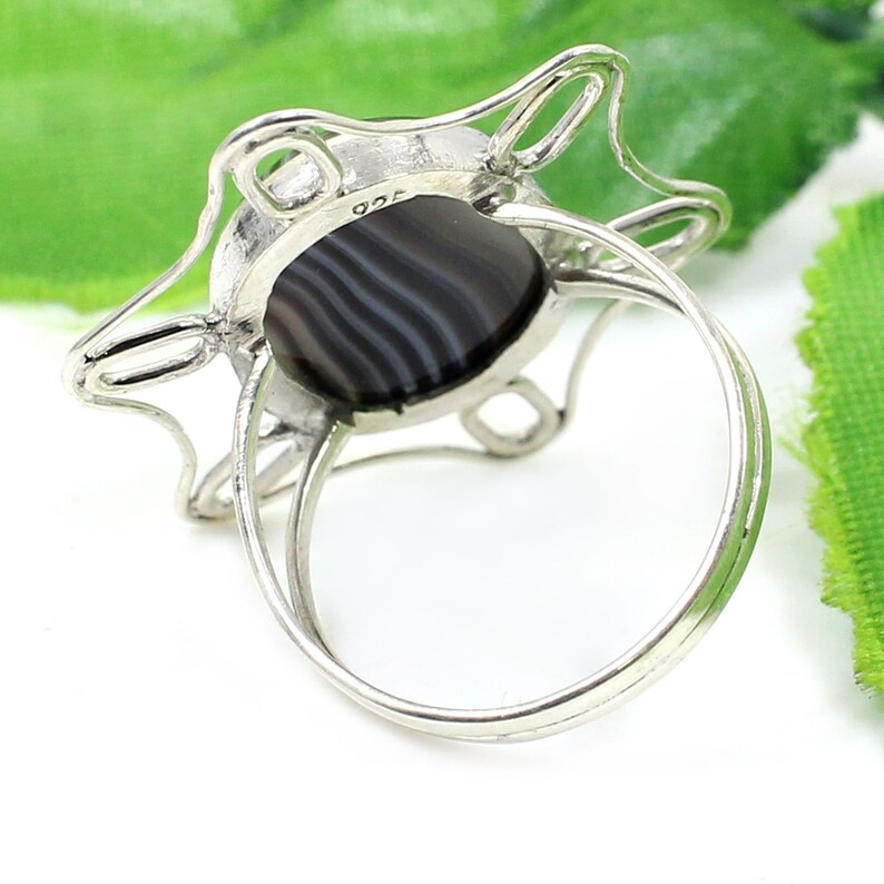 Botswana Agate Gemstone Sterling Silver Ring