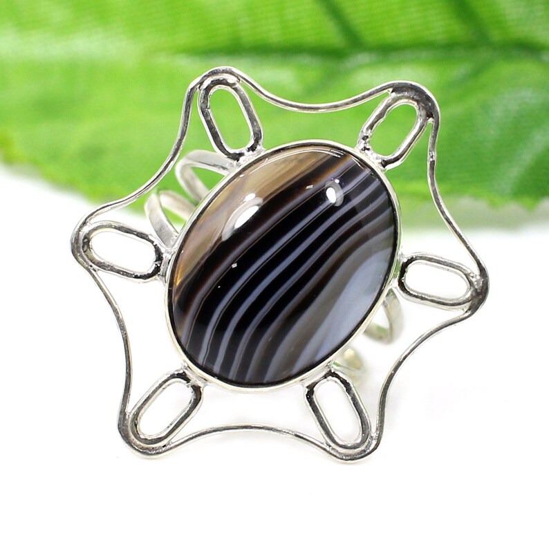 Botswana Agate Gemstone Sterling Silver Ring